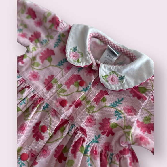 Pink Floral Embroidered Corduroy Dress - Picture 2 of 6